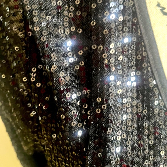 ✨Shine Bright! Forever 21 Black Sequin Wrap Party Dress - Size 0X - Long Sleeve - Picture 4 of 10